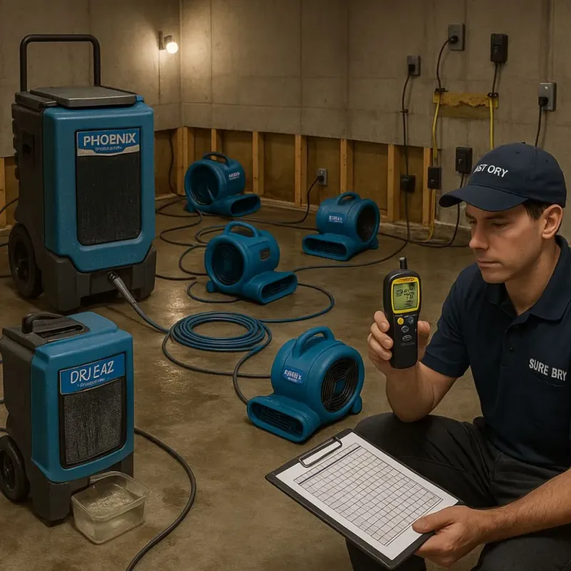 Structural Drying and Dehumidification process in Anton, TX